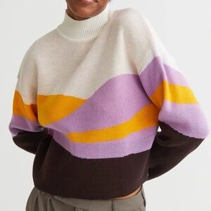 H&M Divided Jacquard-Knit Mock Turtleneck Sweater size small